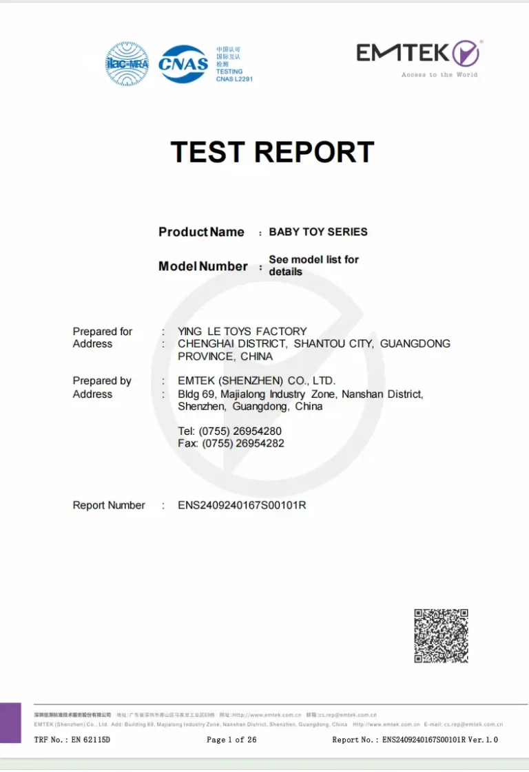EN62115 Certification for Electric Toy Safety