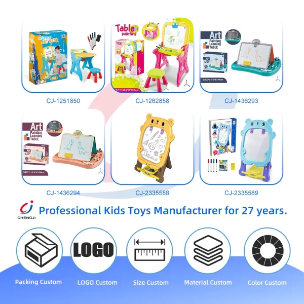 Wholesale Double-Sided Kids Drawing Board with Adjustable Easel & Storage Tray - Image 4