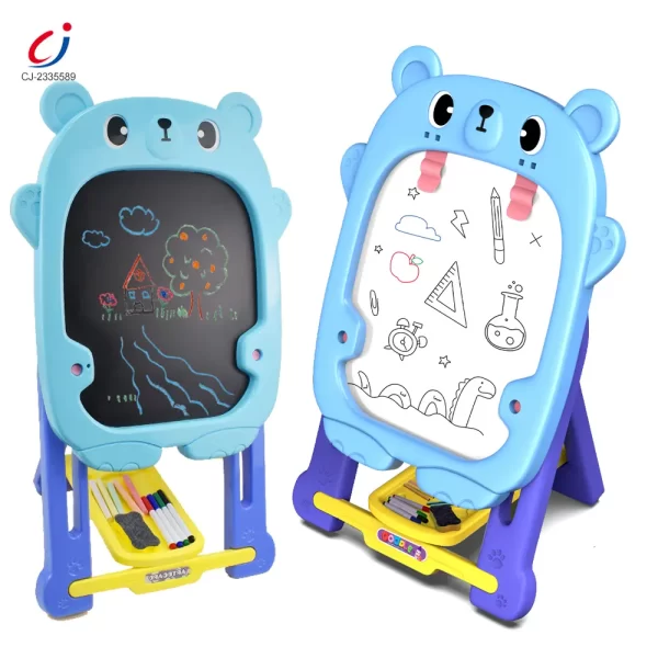 Wholesale Double-Sided Kids Drawing Board with Adjustable Easel & Storage Tray
