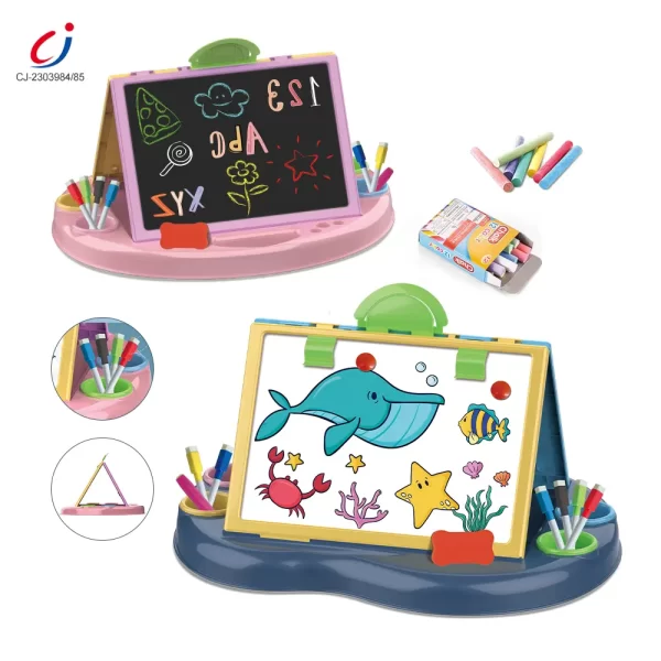 Bulk Kids Dual-Sided Painting Table with Chalkboard & Whiteboard - Image 6
