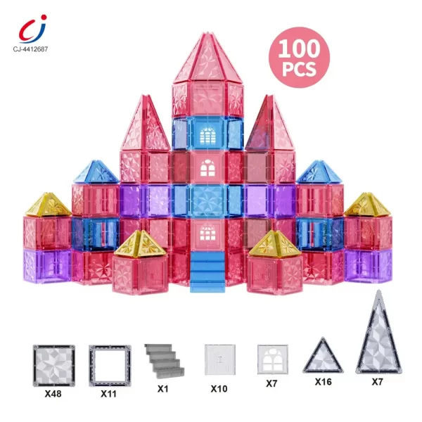 Wholesale Pink Magnetic Tiles Set 3D Blocks-diy building blocks