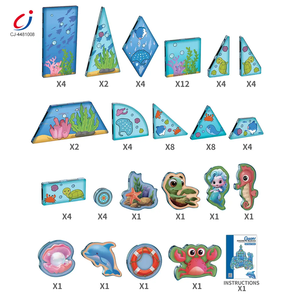 Wholesale Colorful Ocean Series Magnetic Tile Set - Building Blocks Toys, Educational Toy Supplier - Image 4