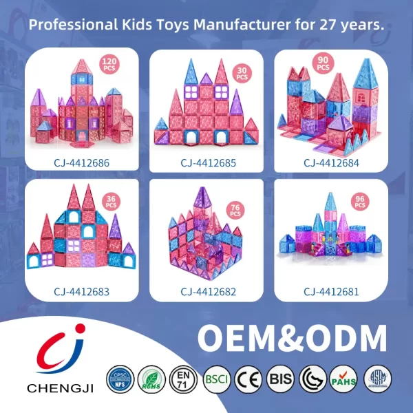Wholesale Pink Magnetic Tiles Set 3D Blocks-diy building blocks
