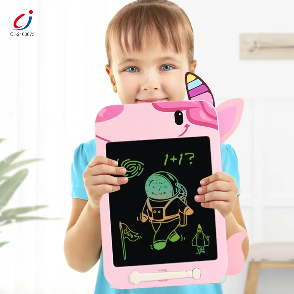 girl holds lcd darwing board in her hands