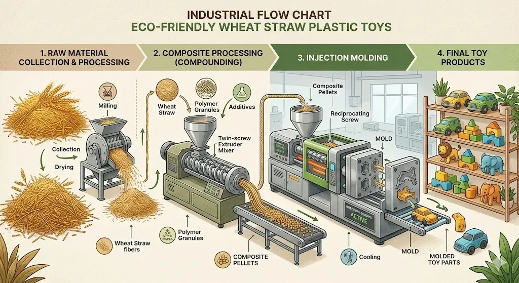 how wheat straw palstic toy manufactured