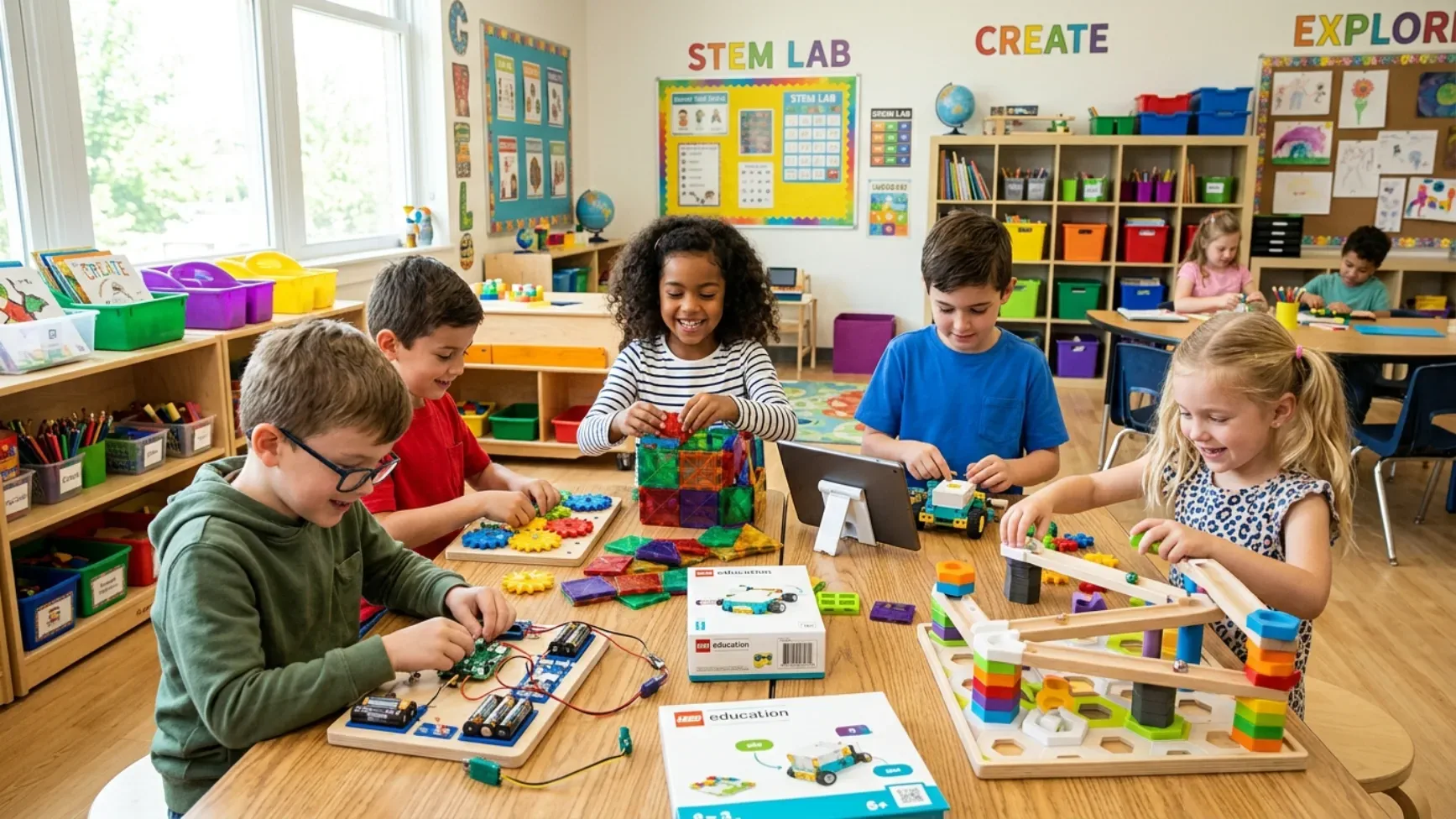 kids are playing STEM toys