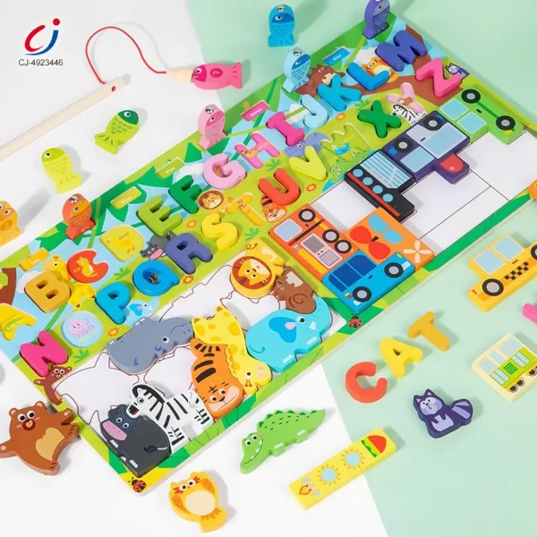 WholesaleKids Wooden Puzzle Toy, Math Game Included - Chinese Building Blocks Toys