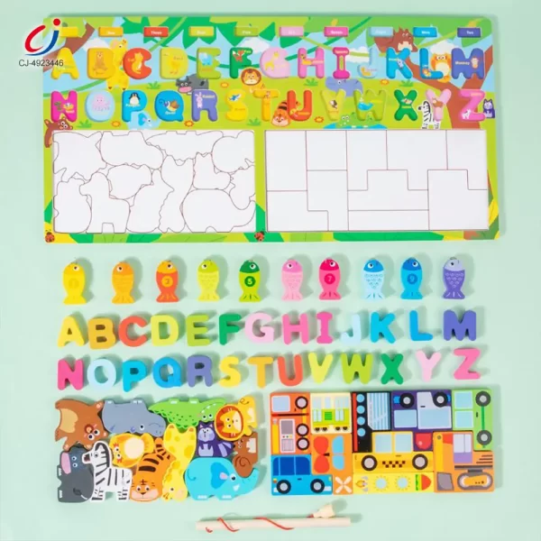 WholesaleKids Wooden Puzzle Toy, Math Game Included - Chinese Building Blocks Toys