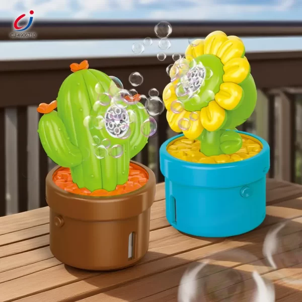 Wholesale Plant-Shaped Bubble Machine Toy, Portable Cactus Bubble - Summer Beach Toys