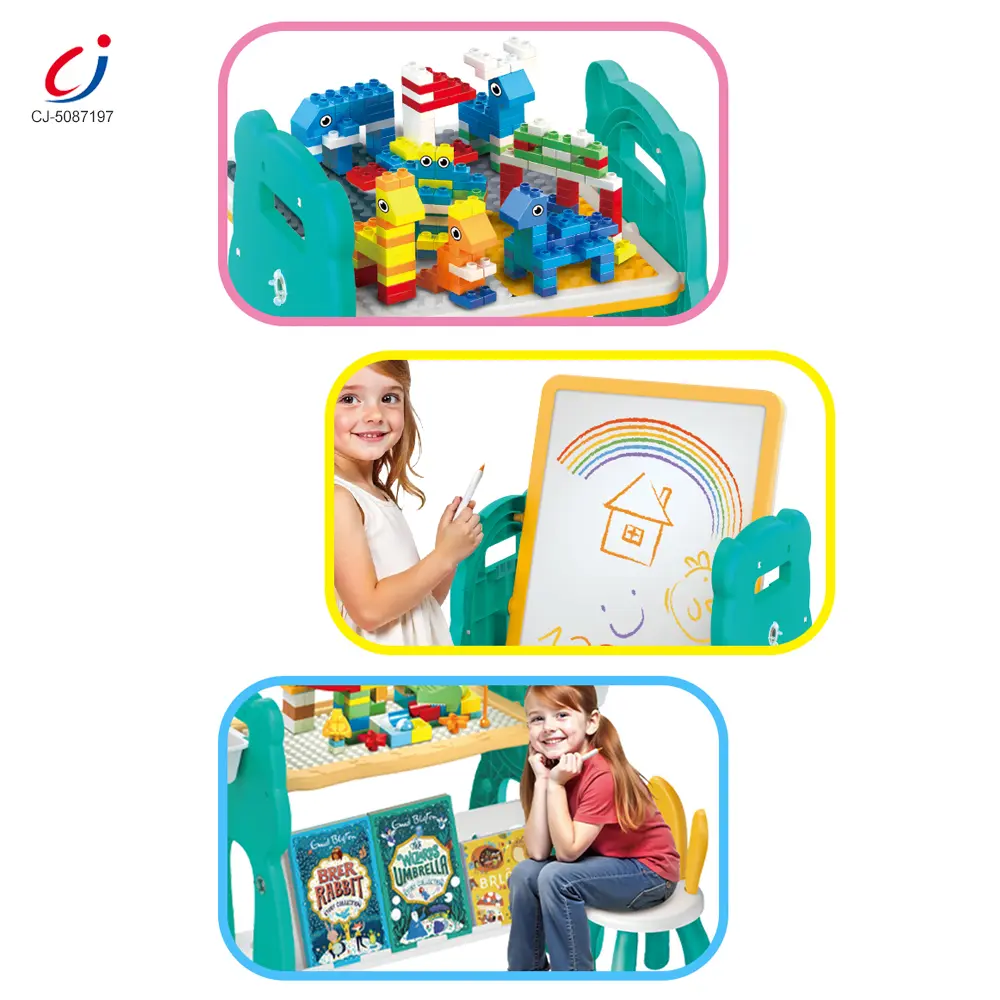 Wholesale Multi-Functional Learning Table & Art Easel, Drawing Board & Building Blocks Set Toy- Educational Toys Factory Supply – Bild 3