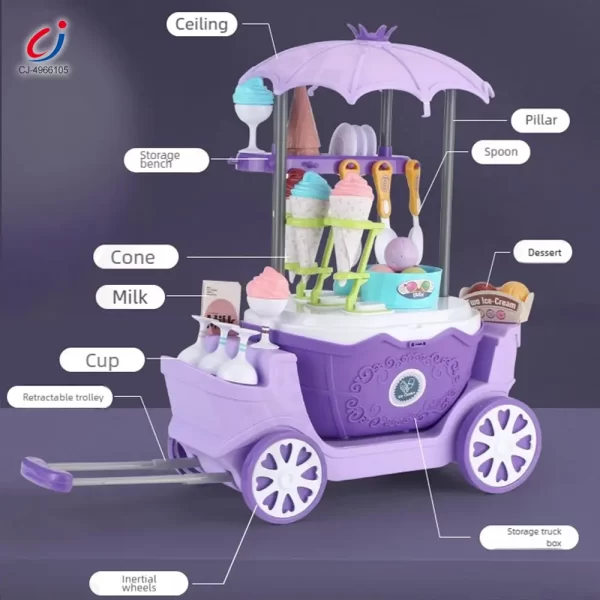 Wholesale Simulated Ice Cream Princess Cart Toy, Play House Toys - Pretend Play Toys Manufacturer Direct