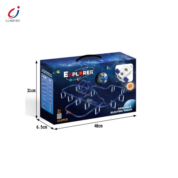 Wholesale Plastic Space Theme Assemble Building Block Electric Track Toy Set - Space Building Block Electric Track Toy