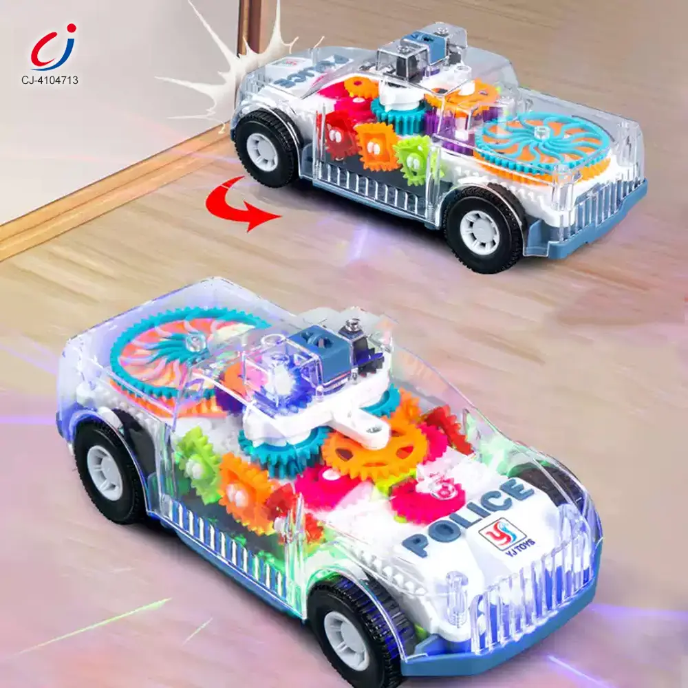 Wholesale Kids Transparent Electric Police Car Gear Toy with Flashing Lights & Music - China Toy Manufacturer Supply - Image 5