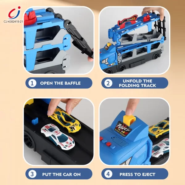 Wholesale Carrier Truck Race Track Toddler Toys, Transport Truck Car Toy Foldable Track for Kids