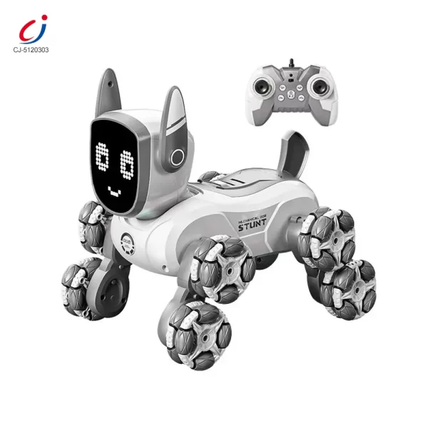 Wholesale Intelligent Voice Control Eight-Wheel Stunt Robot Dog with Light and Music - RC Robot Dog Toy In Bulk