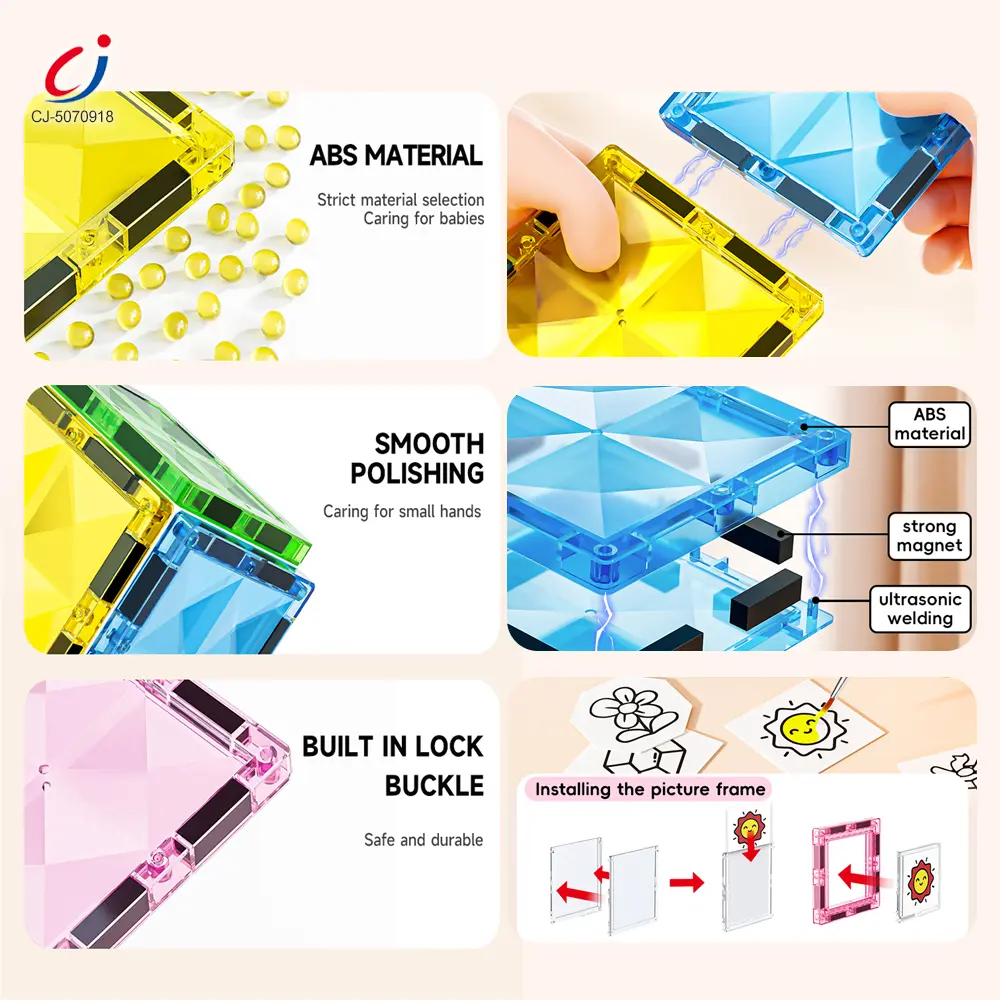 Wholesale Pink Princess Castle Magnetic Tiles Building Blocks - Educational Building Toys Supply - Imagen 4