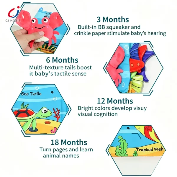 Wholesale Animal Soft Books with Crinkle Tails, Early Education Toy Supplies