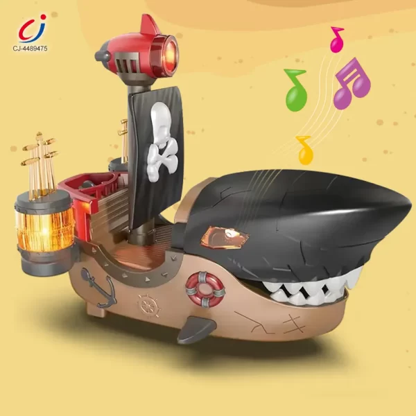 Wholesale Gear Mecha Shark Pirate Ship Toy, Light and Music Full Functions, Battery-Operated Educational Kids Toys