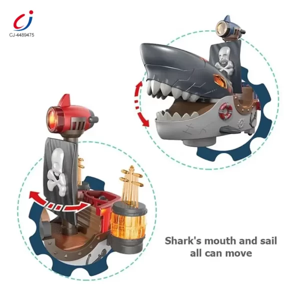Wholesale Gear Mecha Shark Pirate Ship Toy, Light and Music Full Functions, Battery-Operated Educational Kids Toys