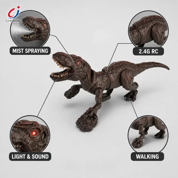 Wholesale 2.4GHz RC T-Rex Dinosaur Toy with Mist Spray, Light & Sound